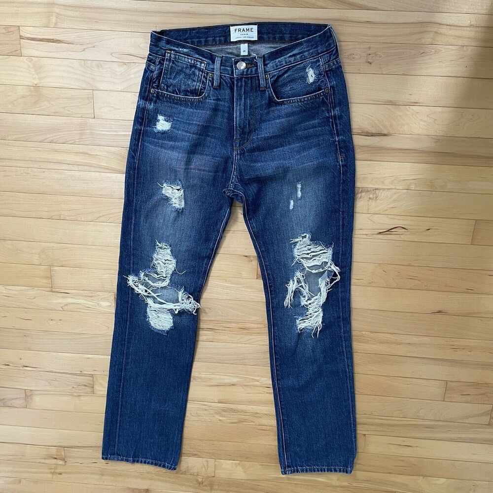 Frame Denim High Rise Distressed Tamarack Jeans Size 24 Inseam 31
